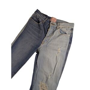 Revice Denim Color Block Jeans Distressed‎ High Rise Straight Leg Womens 28x27